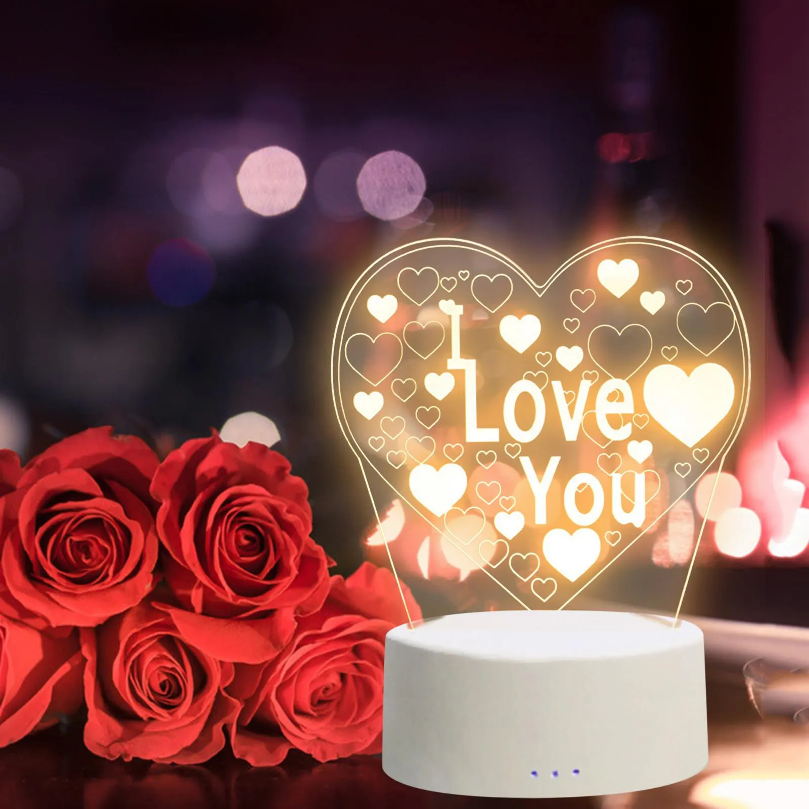 Valentine's Day Love Gifts USB Acrylic 3D Night Light LED Table Lamp Decoration