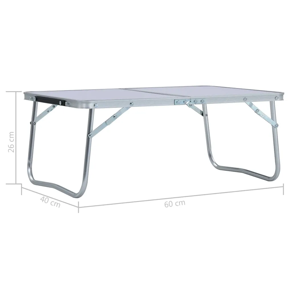 vidaXL Folding Camping Table - Lightweight White Aluminium, 60x40 cm