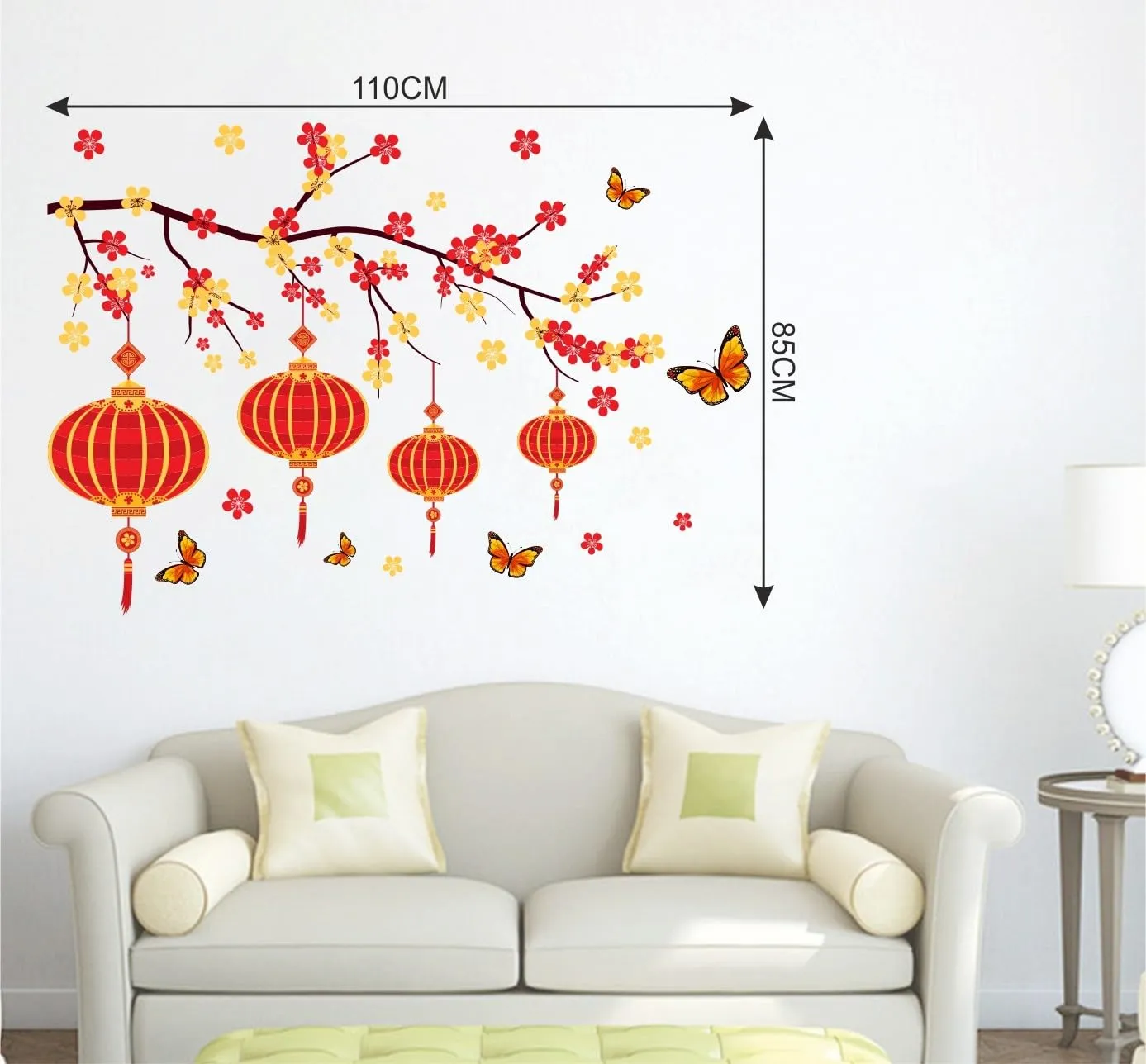 Wall Decals ' Chinese Lanterns and Butterflies in Floral