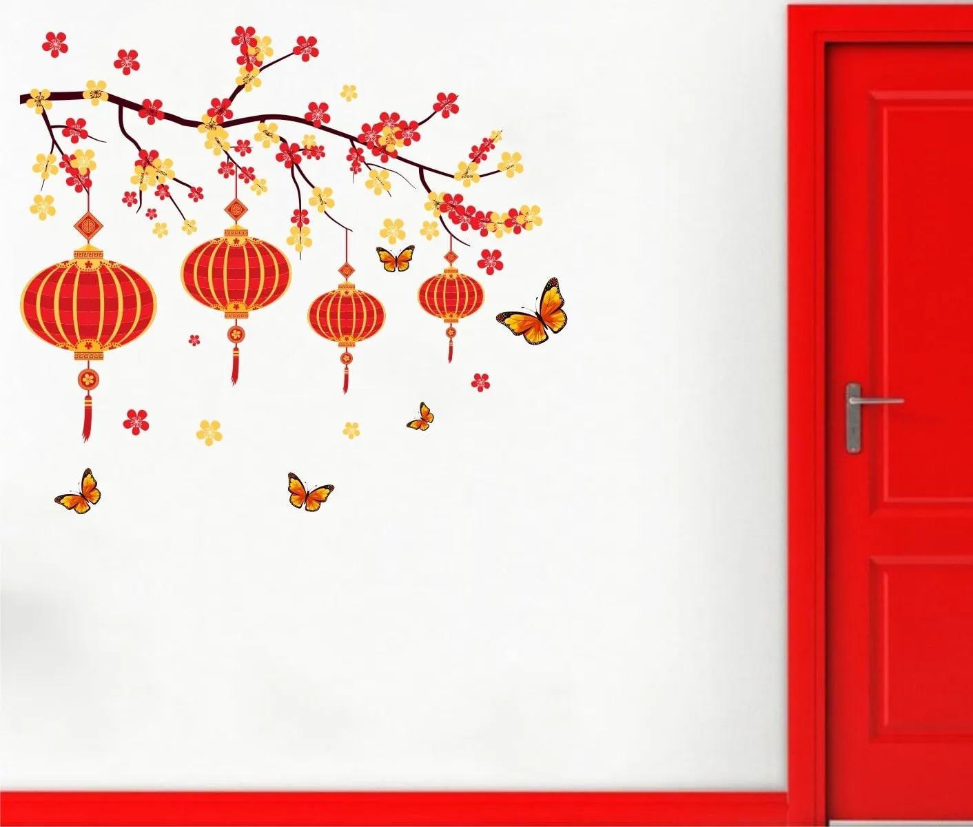 Wall Decals ' Chinese Lanterns and Butterflies in Floral