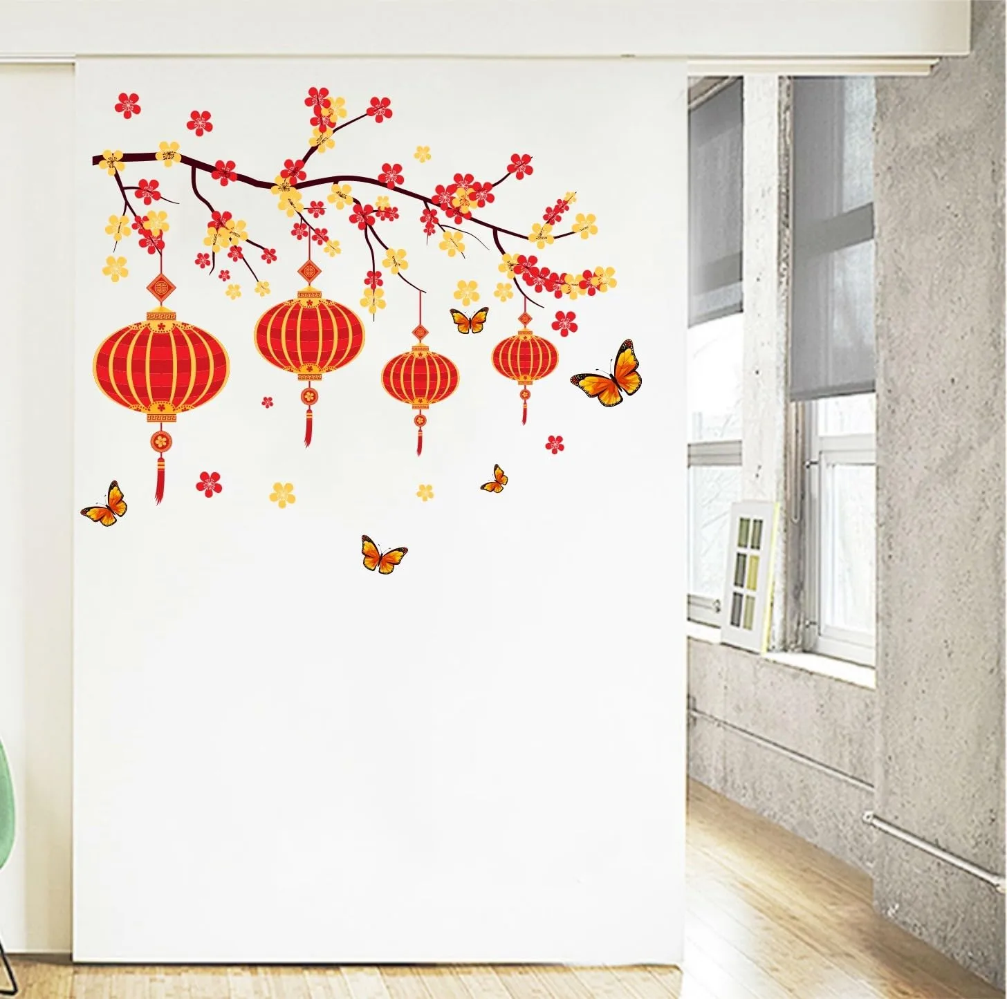 Wall Decals ' Chinese Lanterns and Butterflies in Floral