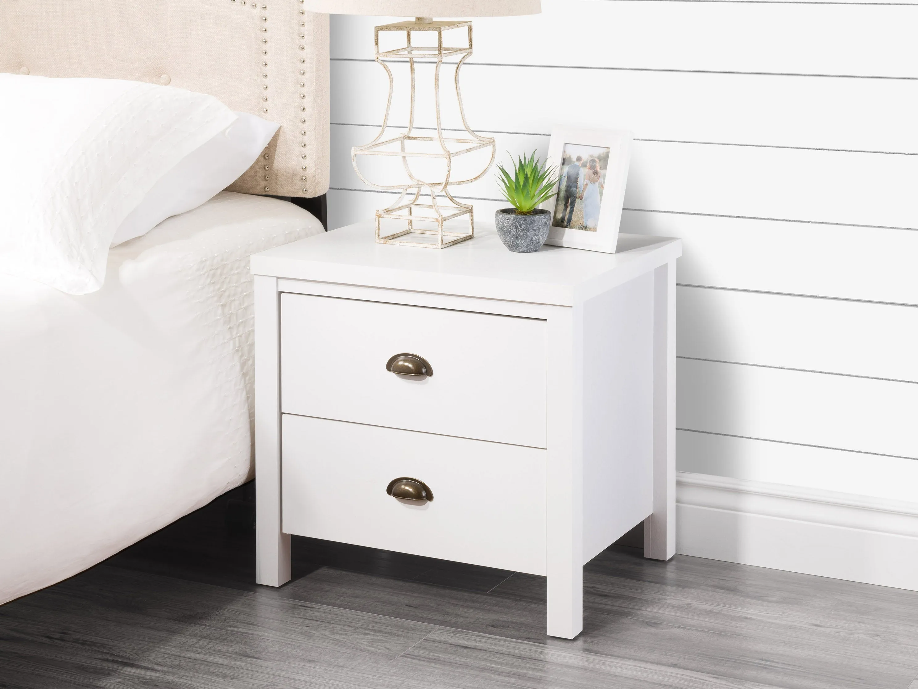 White 2 Drawer Night Stand