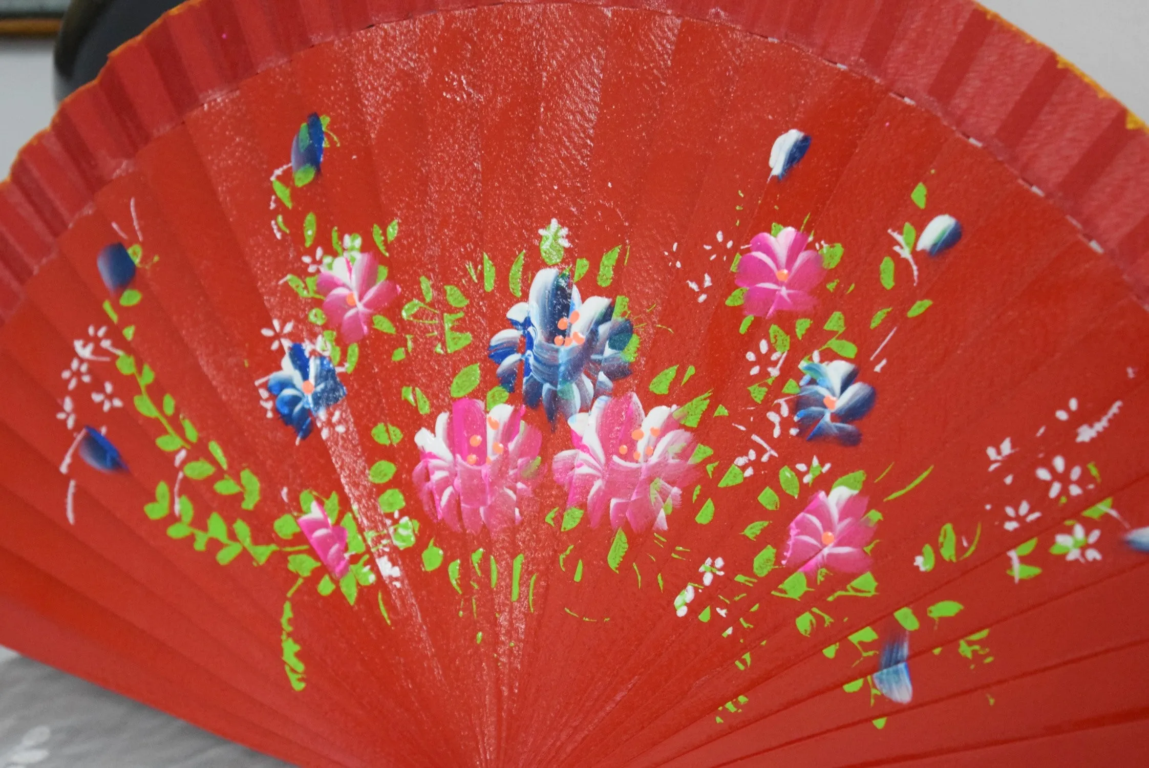 Wooden Hand Fan - Red