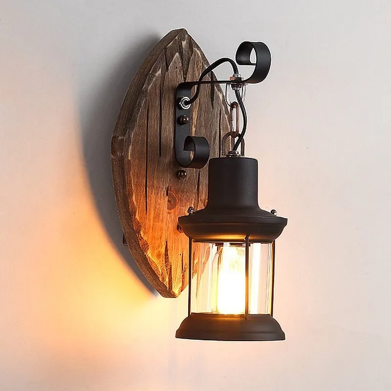 Wooden Outdoor Restaurant Wall Sconce